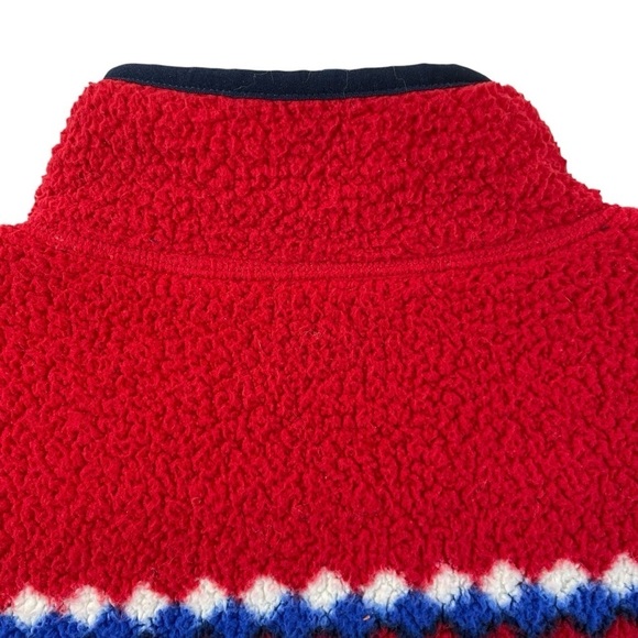 Vintage Lands End Sherpa Sweatshirt Fleece Pullover Jacket 1/4 Snap Retro Aztec - Picture 4 of 6